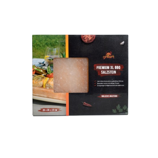 Placa patrata din sare de Himalaya 20x20x2,5 cm pentru gatit la gratar Grillart GA-1006-2