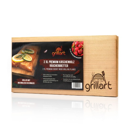 Set 2 placi din lemn de cires XL 30x14,5x1 cm pentru gatit la gratar Grillart GA-1003-5