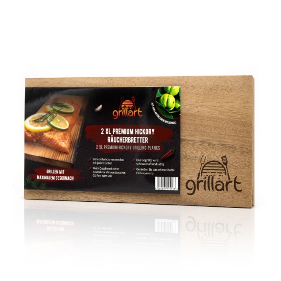 Set 2 placi din lemn de hicori XL 30x14,5x1 cm pentru gatit la gratar Grillart GA-1003-6