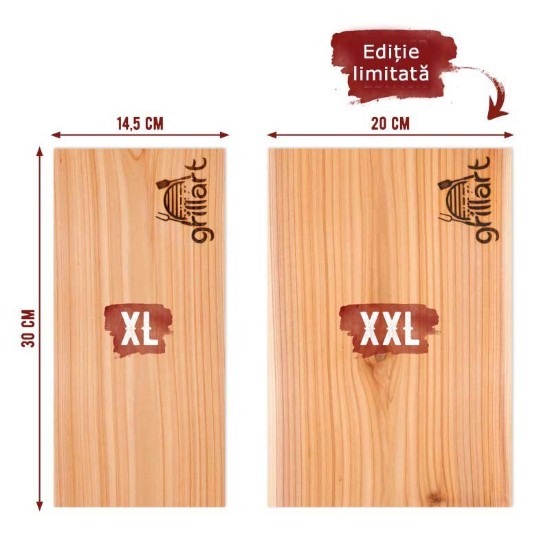 Set 2 placi din lemn de cedru XXL 30x20x1 cm pentru gatit la gratar Grillart GA-1003-7