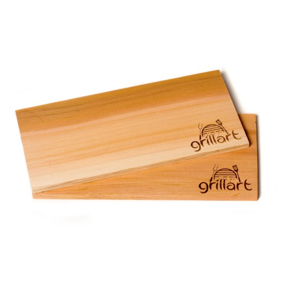 Set 2 placi din lemn de cedru XL 30x14,5x1 cm pentru gatit la gratar Grillart GA-1003-3