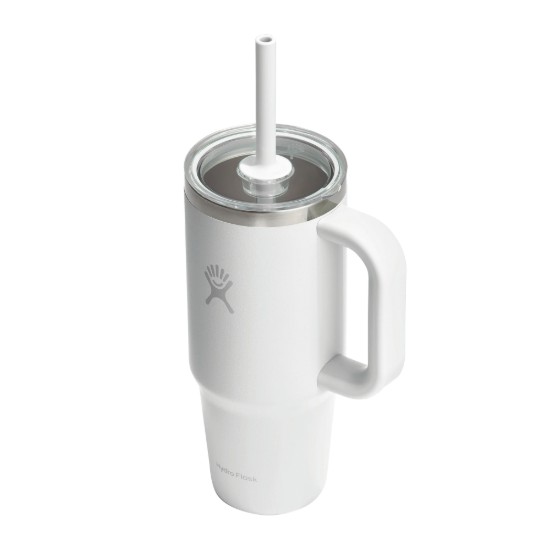 Pahar termos, inox, 710ml, cu capac transparent, "All Around Travel", White - Hydro Flask