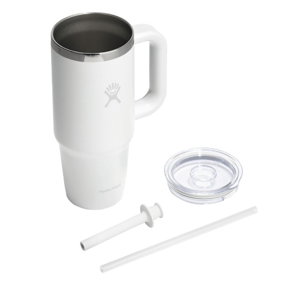 Pahar termos, inox, 710ml, cu capac transparent, "All Around Travel", White - Hydro Flask