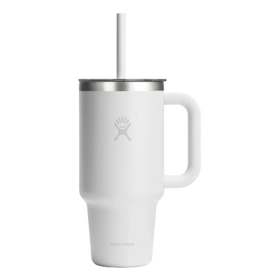 Pahar termos, inox, 950ml, cu capac transparent, "All Around Travel", White - Hydro Flask
