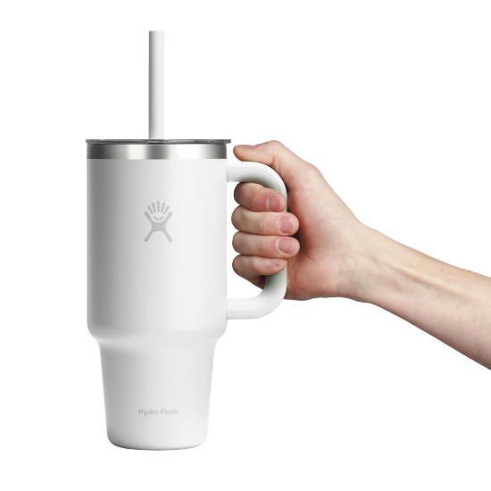 Pahar termos, inox, 950ml, cu capac transparent, "All Around Travel", White - Hydro Flask
