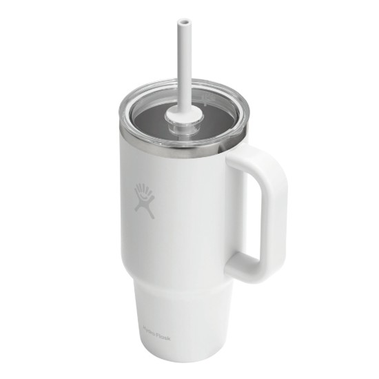 Pahar termos, inox, 950ml, cu capac transparent, "All Around Travel", White - Hydro Flask