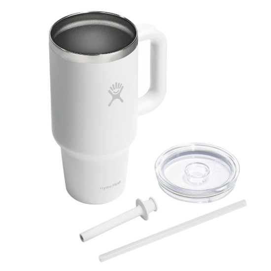 Pahar termos, inox, 950ml, cu capac transparent, "All Around Travel", White - Hydro Flask