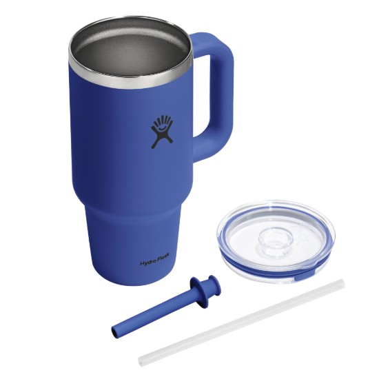 Pahar termos, inox, 950ml, cu capac transparent, "All Around Travel", Capri Blue - Hydro Flask