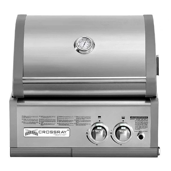 Gratar pe gaz cu 2 arzatoare infrarosu, incastrabil, gratare din fonta, Crossray by Heatstrip TCS2EU30