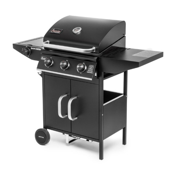 Gratar pe gaz cu 3 arzatoare din inox si arzator lateral Activa San Diego 19689GD