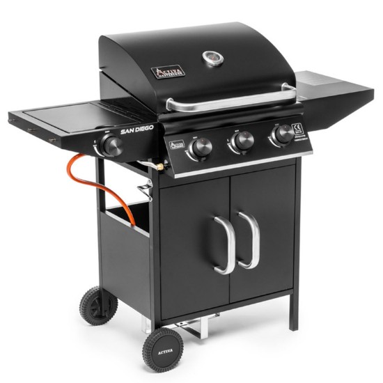 Gratar pe gaz cu 3 arzatoare din inox si arzator lateral Activa San Diego 19689GD