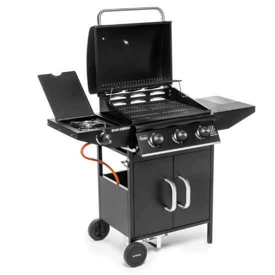 Gratar pe gaz cu 3 arzatoare din inox si arzator lateral Activa San Diego 19689GD