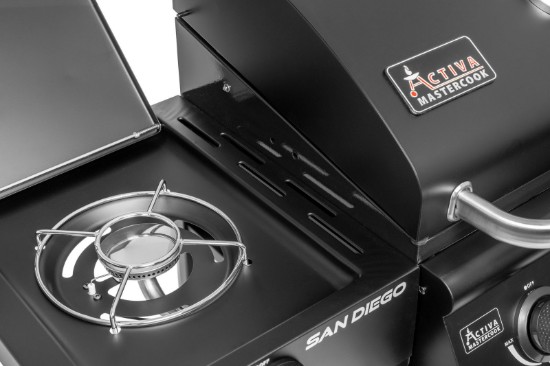 Gratar pe gaz cu 3 arzatoare din inox si arzator lateral Activa San Diego 19689GD