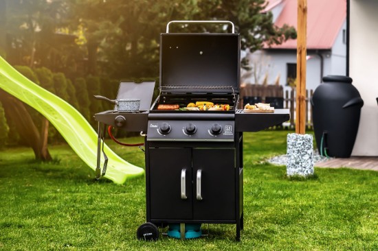 Gratar pe gaz cu 3 arzatoare din inox si arzator lateral Activa San Diego 19689GD