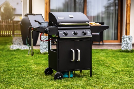 Gratar pe gaz cu 3 arzatoare din inox si arzator lateral Activa San Diego 19689GD