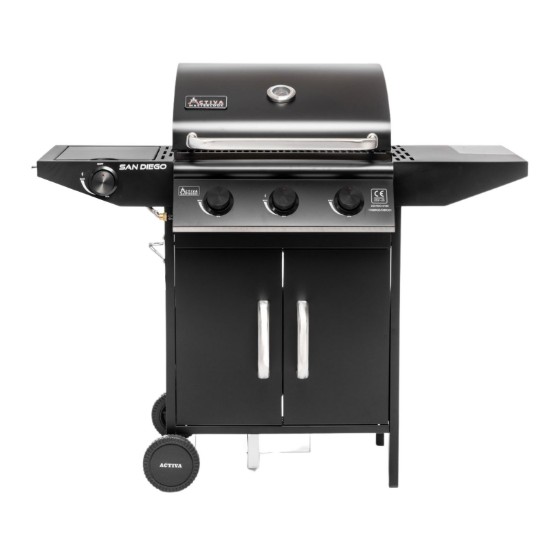 Gratar pe gaz cu 3 arzatoare din inox si arzator lateral Activa San Diego 19689GD