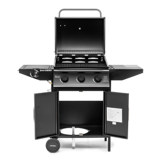 Gratar pe gaz cu 3 arzatoare din inox si arzator lateral Activa San Diego 19689GD
