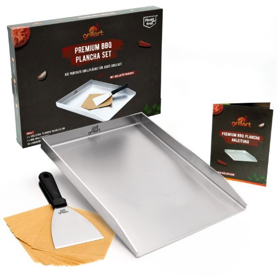 Plita tip plancha cu spatula din inox de 4 mm, dimensiune universala 30x40x3,6 cm, compatibila inductie Grillart GA-1031-2