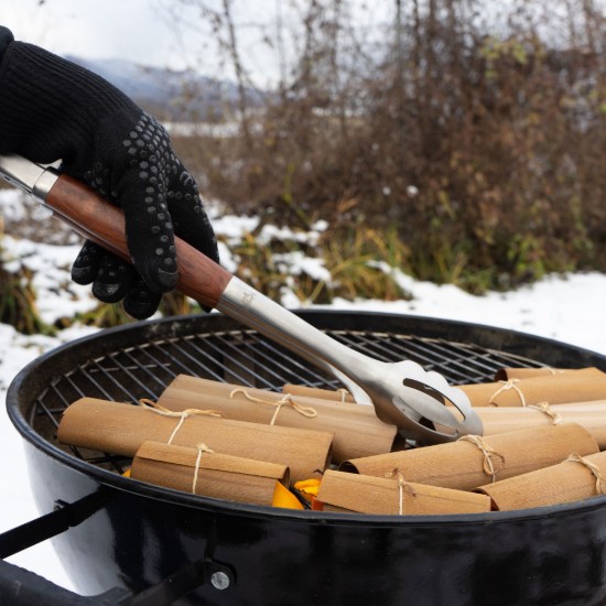 Set 3 ustensile premium din otel inoxidabil cu maner de lemn Grillart GA-1023