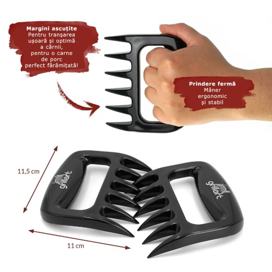 Set 2 gheare 11,5x11 cm pentru carne si preparate pulled pork Grillart GA-1025