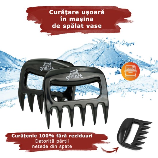 Set 2 gheare 11,5x11 cm pentru carne si preparate pulled pork Grillart GA-1025