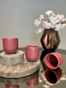 Ceasca cafea ceramica,  250ml, pahar Novum, rosu burgundy mat, gresie glazurata manual