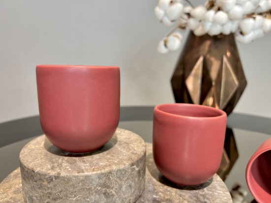 Ceasca cafea ceramica,  250ml, pahar Novum, rosu burgundy mat, gresie glazurata manual