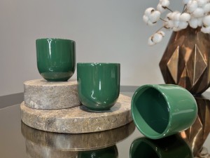 Ceasca cafea ceramica, 250ml, pahar Senso Novum Royal Green, verde regal lucios, gresie glazurata manual