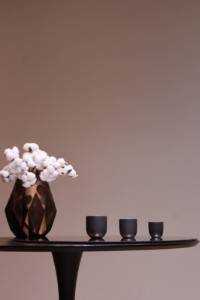 Set 2 cesti cafea ceramica, 250 ml, pahare Novum Vulcano, negru carbon mat, gresie glazurata manual