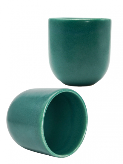 Ceasca cafea ceramica, 250 ml, pahar Novum Royal Green, verde regal mat, gresie glazurata manual