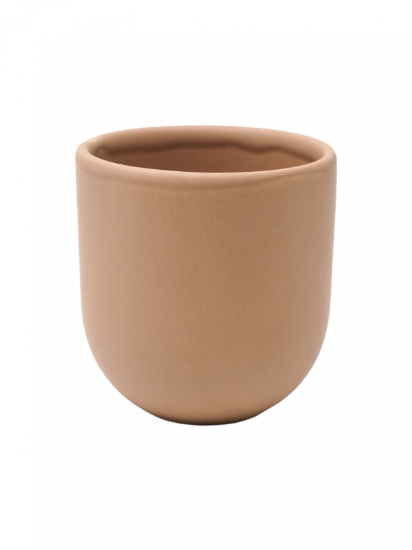 Set 2 cesti cafea ceramica (80ml, 250ml), pahare Novum Margo, bej deschis mat, gresie glazurata manual