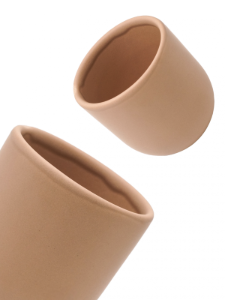 Set 2 cesti cafea ceramica (80ml, 250ml), pahare Novum Margo, bej deschis mat, gresie glazurata manual