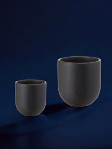 Set 2 cesti cafea ceramica (250ml, 80ml), pahare Novum Vulcano, negru carbon mat, gresie glazurata manual