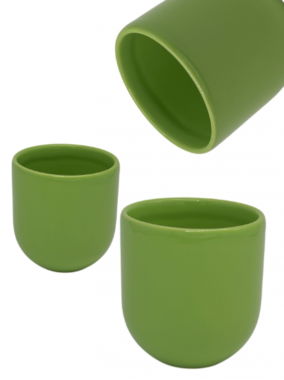 Ceasca cafea ceramica, 250 ml, pahar Novum Green Forest, verde deschis lucios, gresie glazurata manual