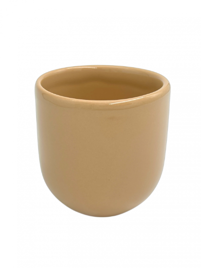 Ceasca cafea ceramica, 250ml, pahar Novum Brazilian Sand, bej deschis lucios, gresie glazurata manual