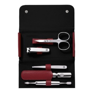 Set manichiura 5 piese, inox, portofel piele, Rosu - Zwilling Classic Inox