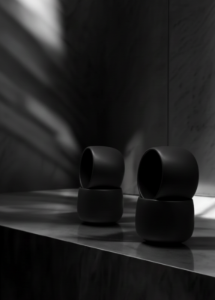 Ceasca cafea ceramica, 330 ml, pahar Novum Vulcano Cappuccino, negru carbon mat,  gresie glazurata manual