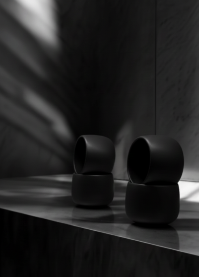 Ceasca cafea ceramica, 330 ml, pahar Novum Vulcano Cappuccino, negru carbon mat,  gresie glazurata manual