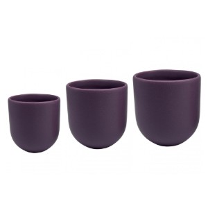Set 3  cesti cafea ceramica (250ml, 150ml, 80ml), pahare Novum Velaris Purple Dynastia, mov regal mat, gresie glazurata manual