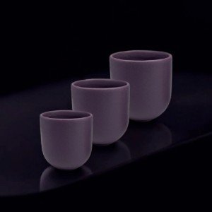 Set 3  cesti cafea ceramica (250ml, 150ml, 80ml), pahare Novum Velaris Purple Dynastia, mov regal mat, gresie glazurata manual