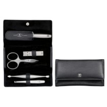 Set 5 piese inox satinat, portofel piele neagra - Zwilling PREMIUM