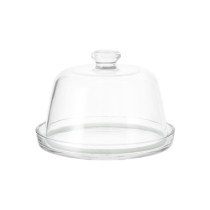 Platou servire branzeturi, cu capac, sticla, 22cm - Borgonovo