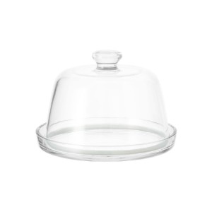 Platou servire branzeturi, cu capac, sticla, 22cm - Borgonovo