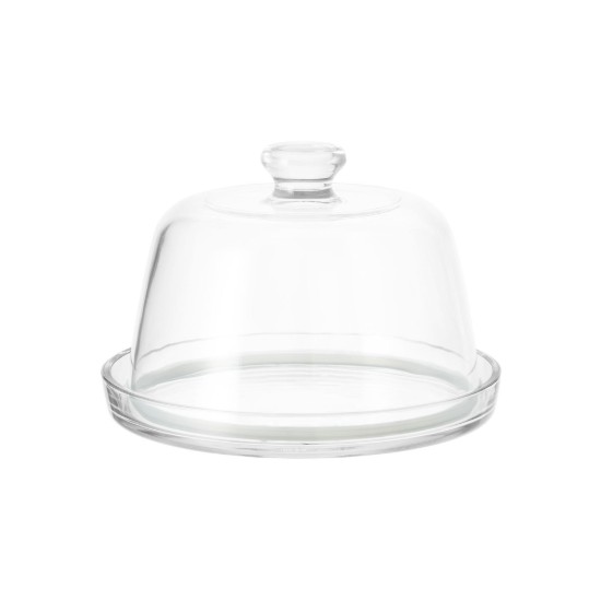 Platou servire branzeturi, cu capac, sticla, 22cm - Borgonovo