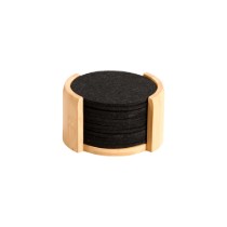 Set 12 suporturi pahare, pasla sintetica, 10 cm, Negru - Kesper