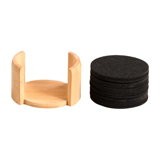 Set 12 suporturi pahare, pasla sintetica, 10 cm, Negru - Kesper