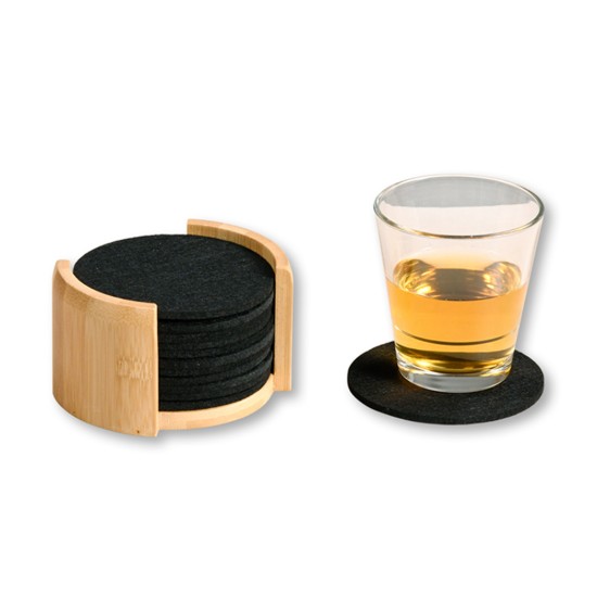 Set 12 suporturi pahare, pasla sintetica, 10 cm, Negru - Kesper