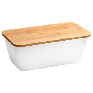 Cutie pentru paine cu tocator, plastic, 35 x 20 x 14 cm, Alb - Kesper