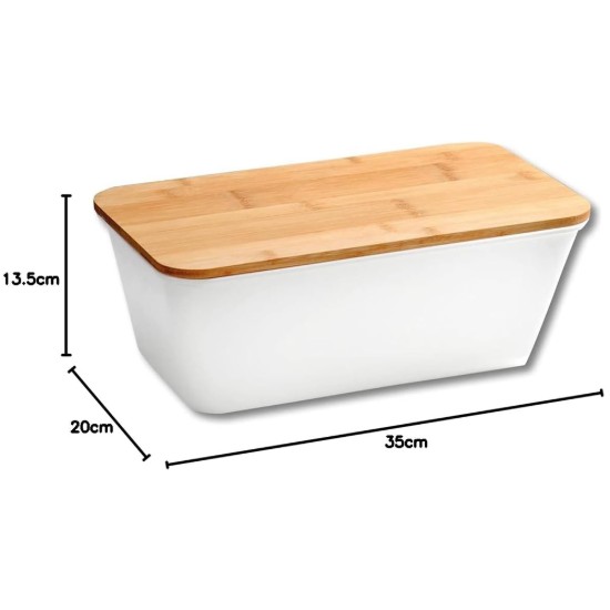 Cutie pentru paine cu tocator, plastic, 35 x 20 x 14 cm, Alb - Kesper