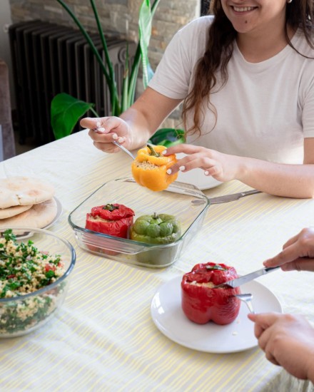 Vas patrat, sticla termorezistenta, 22x22cm/2,4L, "Let's Share" - Pyrex